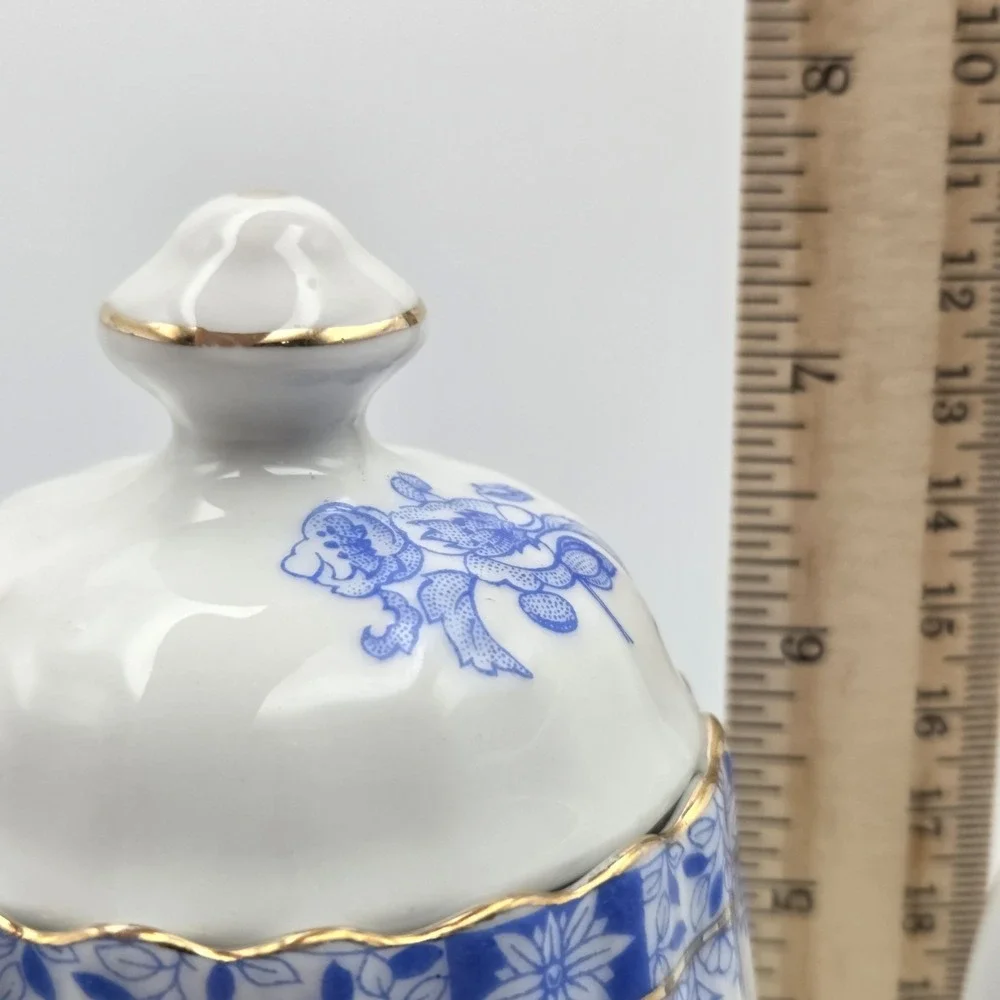 Vintage Tuppack China Blau Tiefenfurt Asian Pattern Blue & White Tea Pot Germany